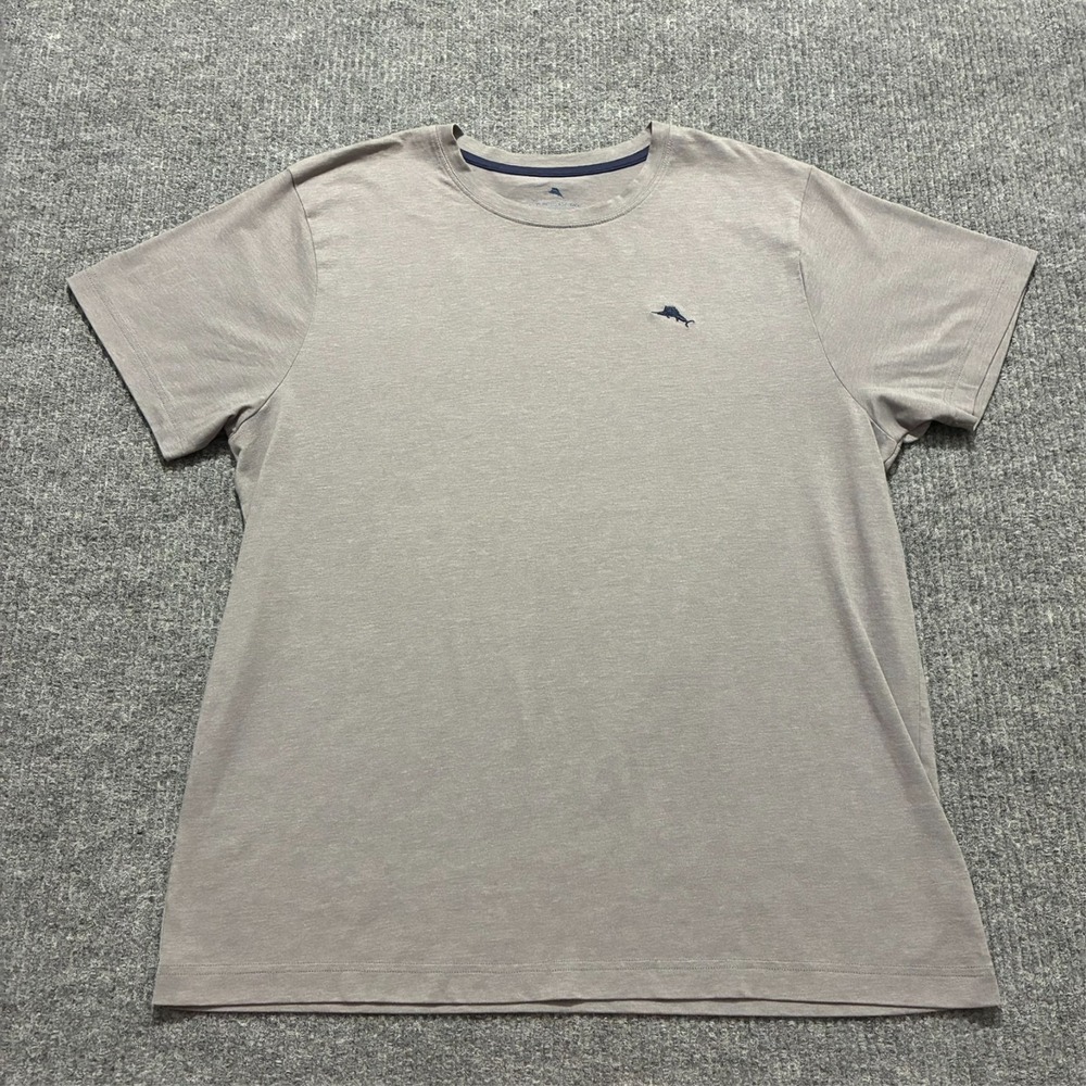 Tommy Bahama Mens T-Shirt Size Large Gray Casual Stretch Short Sleeve